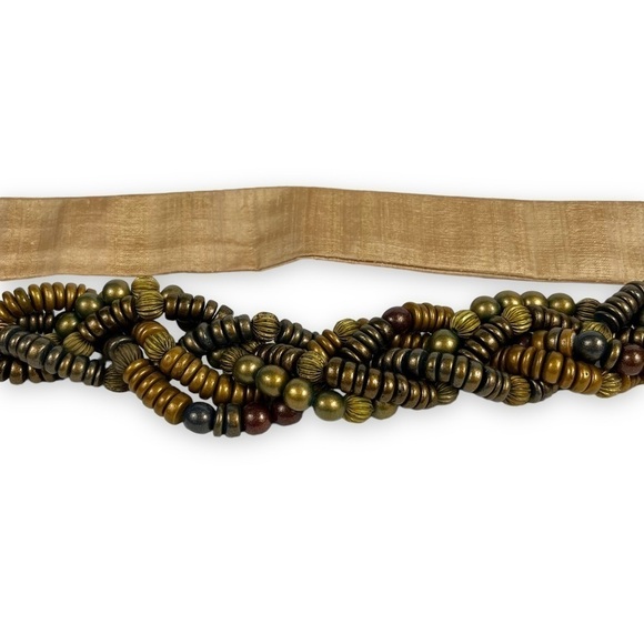 Carolyn Tanner Belt Brown Beaded Hippie Boho Festival Western Cowgirl Vintage - Picture 2 of 8